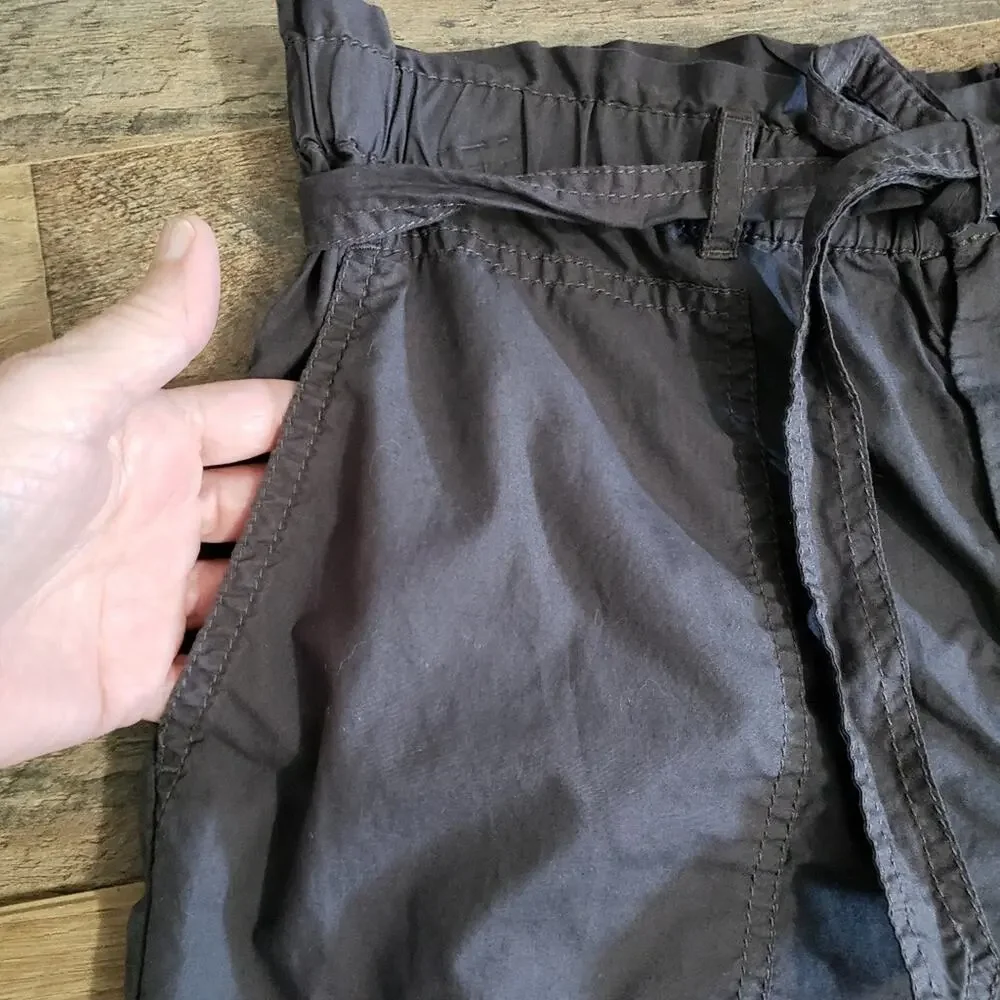 Lou & Grey for LOFT Elasticized Waistband Tie High Rise Gray Cotton Shorts Small - Picture 4 of 9